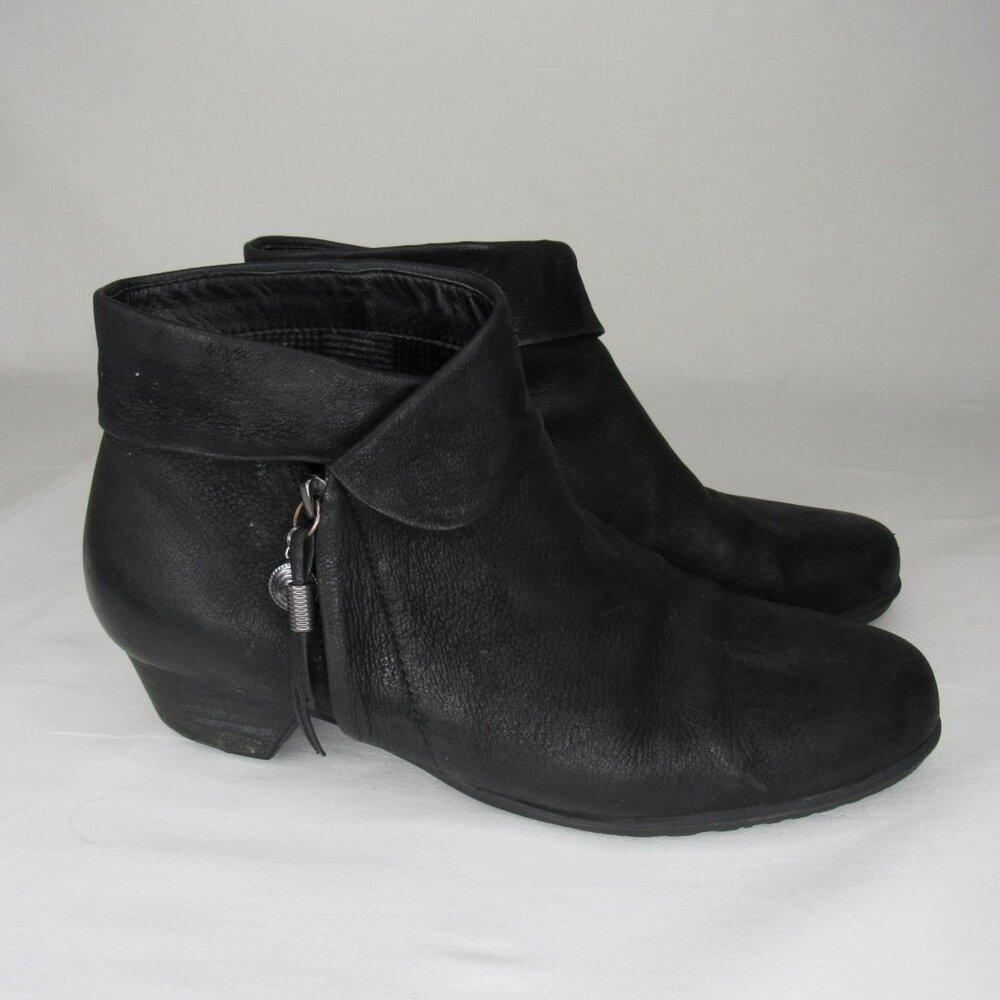 Abeo Black Leather MILA Ankle Boots Bootie Women's 8 - Picture 5 of 10